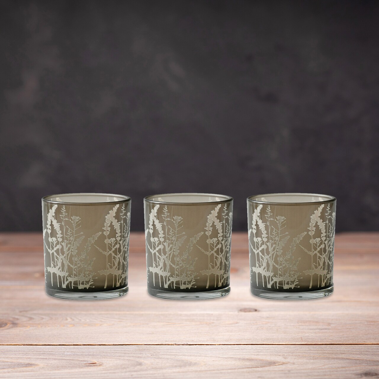 Melrose Wildflower Glass Votive Candle Holders - 3" - Set of 3